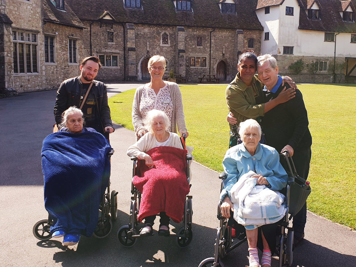 Residents from Lukestone Care Home in the grounds of Aylesford Priory