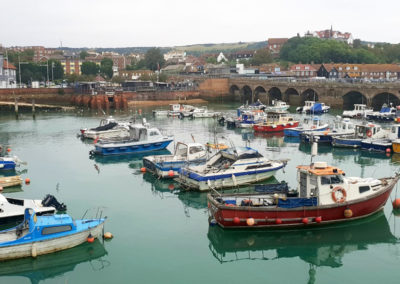 View of the boats in Folkestone harbour