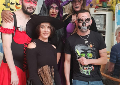 Staff from Lukestone Care Home dressed in impressive Halloween costumes