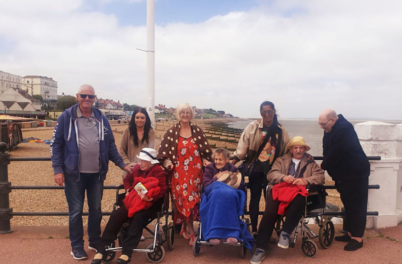 Lukestone staff and residents on the seafront at Herne Bay