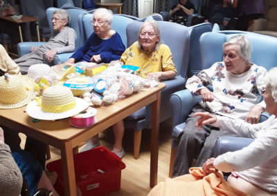 Lukestone Care Home residents making Easter bonnets 2020