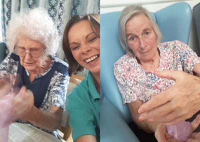 Lukestone Care Home residents and staff having fun with some slime