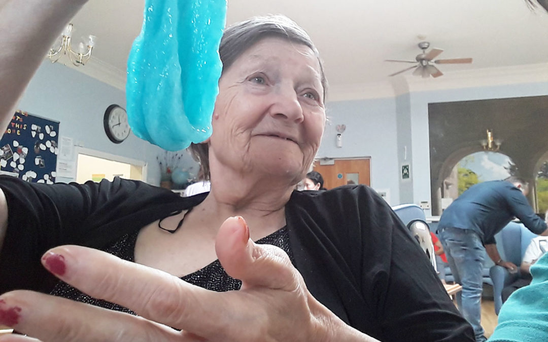 Lukestone Care Home residents have fun making slime