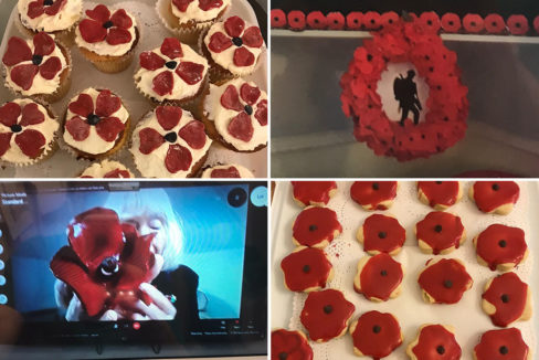 Remembrance Day display and baked treats at Lukestone Care Home