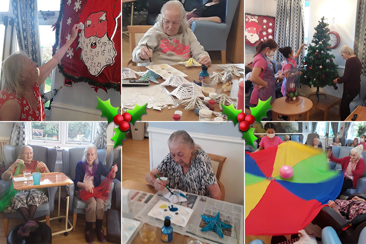 Residents enjoying Christmas crafts at Lukesone Care Home