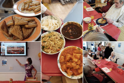 Lukestone Care Home residents and staff enjoying Chinese New Year with themed food