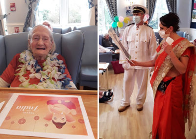 Lukestone Care Home residents and staff having fun on a virtual cruise to India