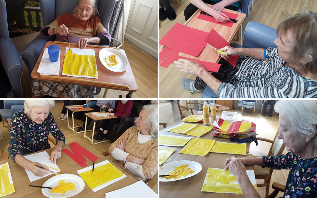 Seated games and preparing for Spain at Lukestone Care Home