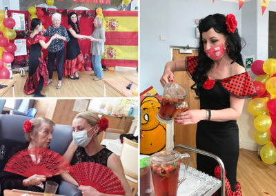 Celebrating Spanish culture at Lukestone Care Home with drinks, props and decorations