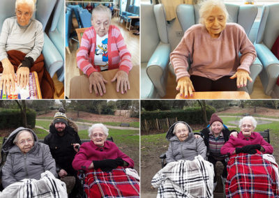 Lukestone Care Home residents with manicured nails and out at a local park