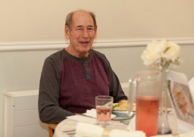 One of our gentleman about to enjoy lunch in the Dining Room at Lukestone Care Home