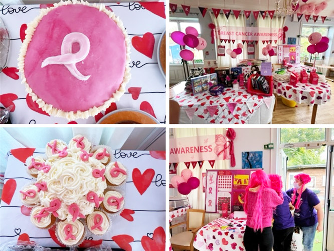 Breast Cancer Awareness Pink Day cakes and stall at Lukestone Care Home