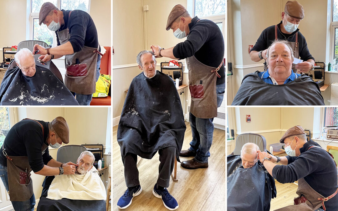 Barber Andrew visits Lukestone Care Home
