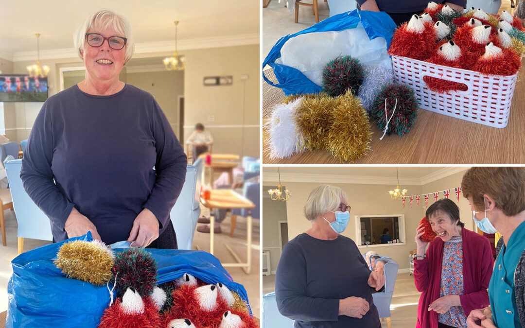 Relative kindly gifts homemade crafts to Lukestone Care Home