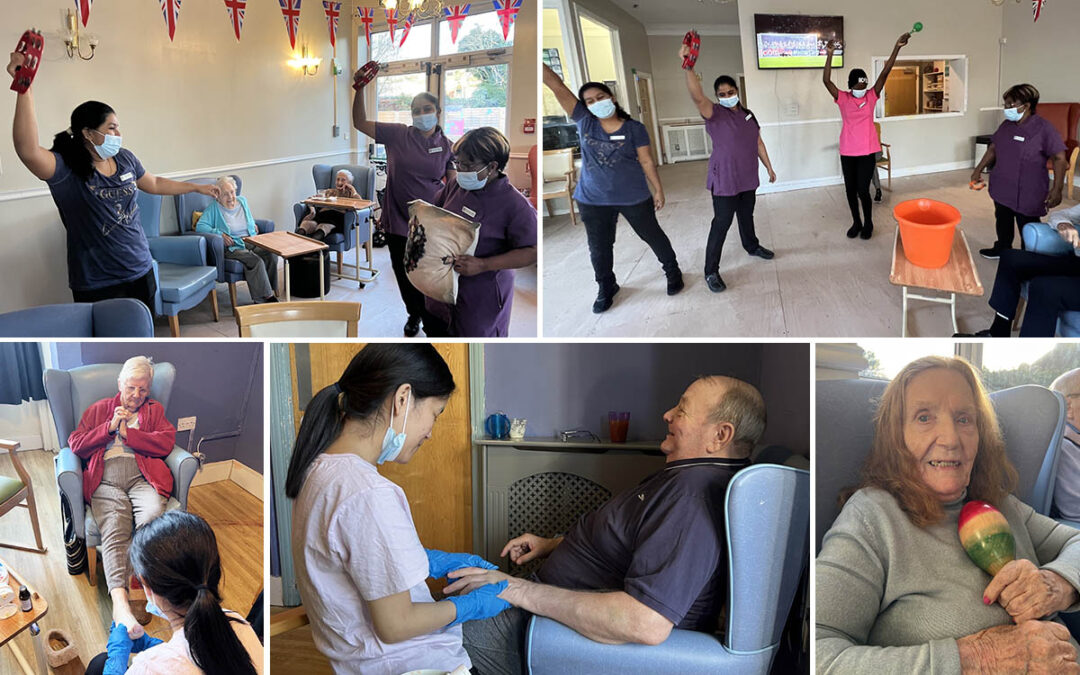 Wellness with Namaste and musical instruments at Lukestone Care Home