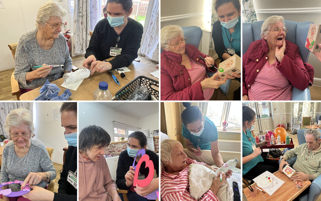Painting and crafts at Lukestone Care Home