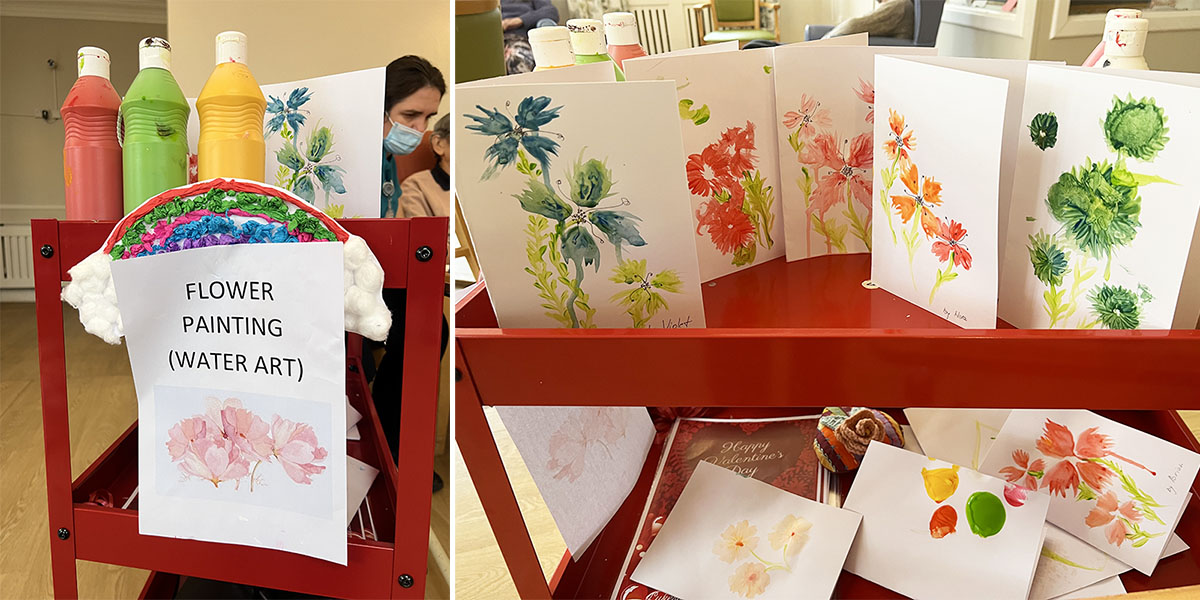 Floral greetings cards made at Lukestone Care Home