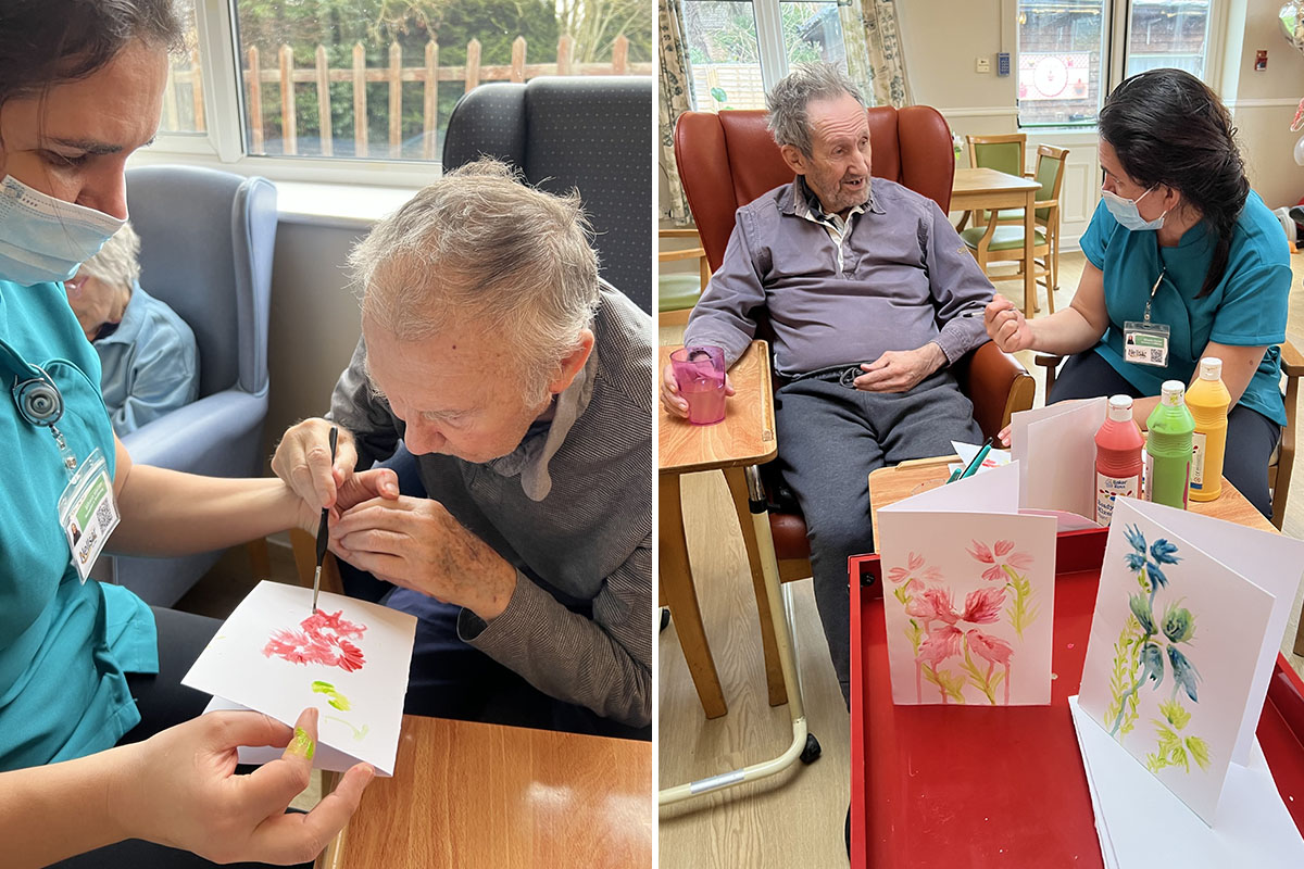 Lukestone Care Home residents designing their own greetings cards