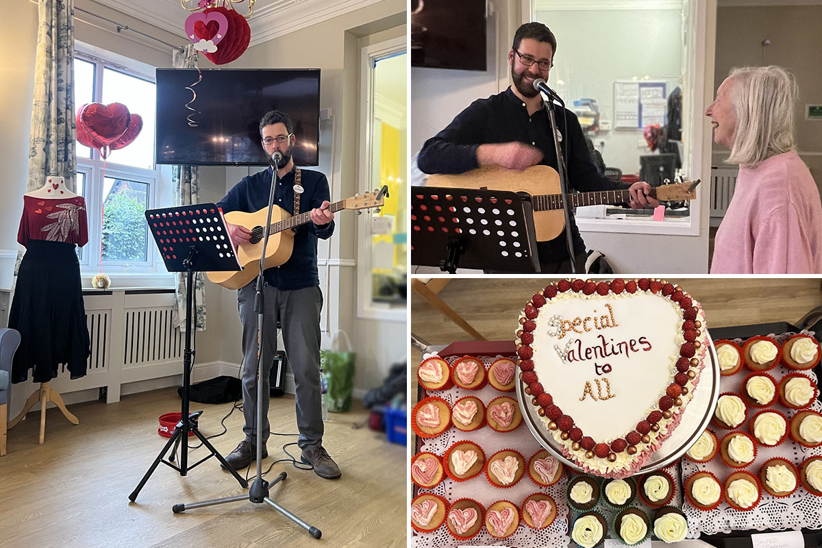 Valentines celebrations with Simon Lee at Lukestone Care Home