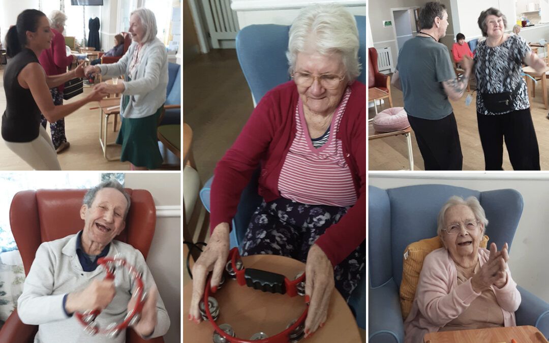 Lukestone Care Home residents enjoy a singalong with musical instruments