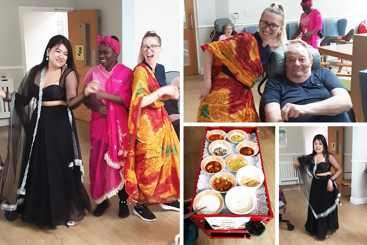 Lukestone Care Home residents and staff celebrating India Day