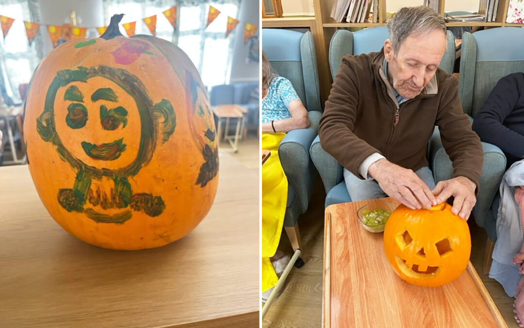 Halloween pumpkins and decorating gingerbread at Lukestone Care Home
