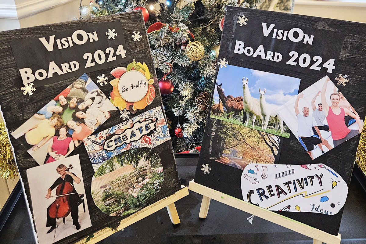 New Year vision board at Lukestone Care Home