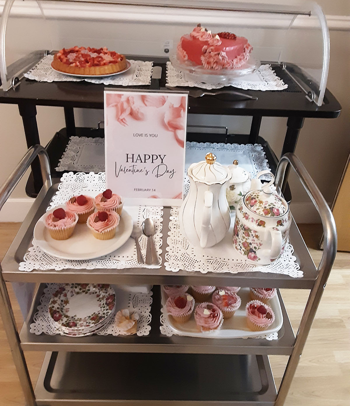 Valentine's Day trolley at Lukestone Care Home