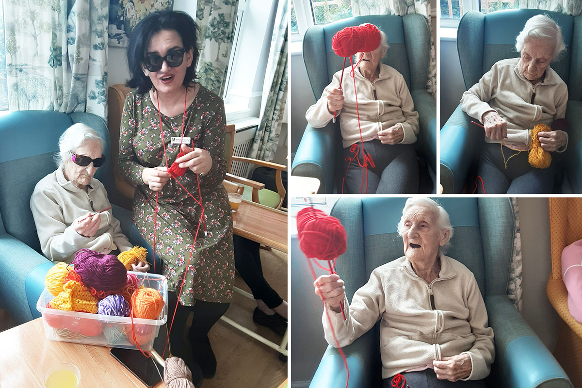 A love of knitting at Lukestone Care Home