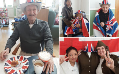 Residents at Lukestone Care Home enjoying a VE Day street party