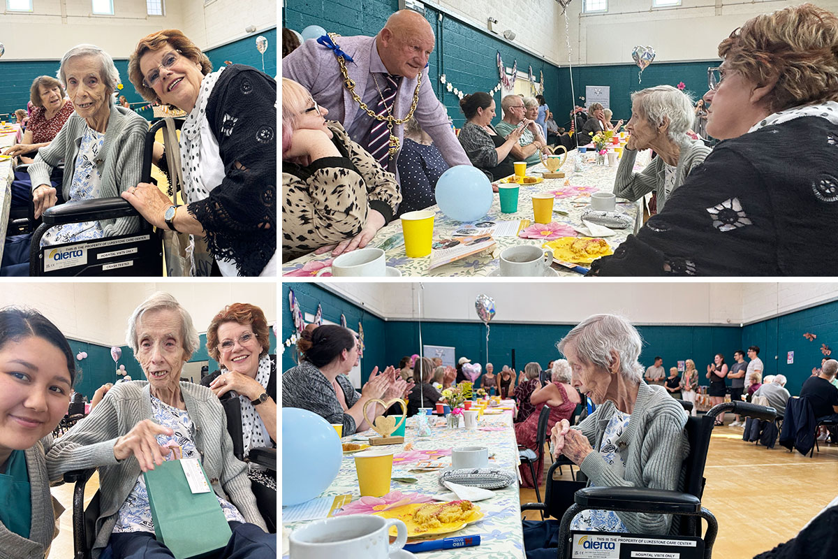Dorothy from Lukestone Care Home enjoys Wishing Hearts summer tea party