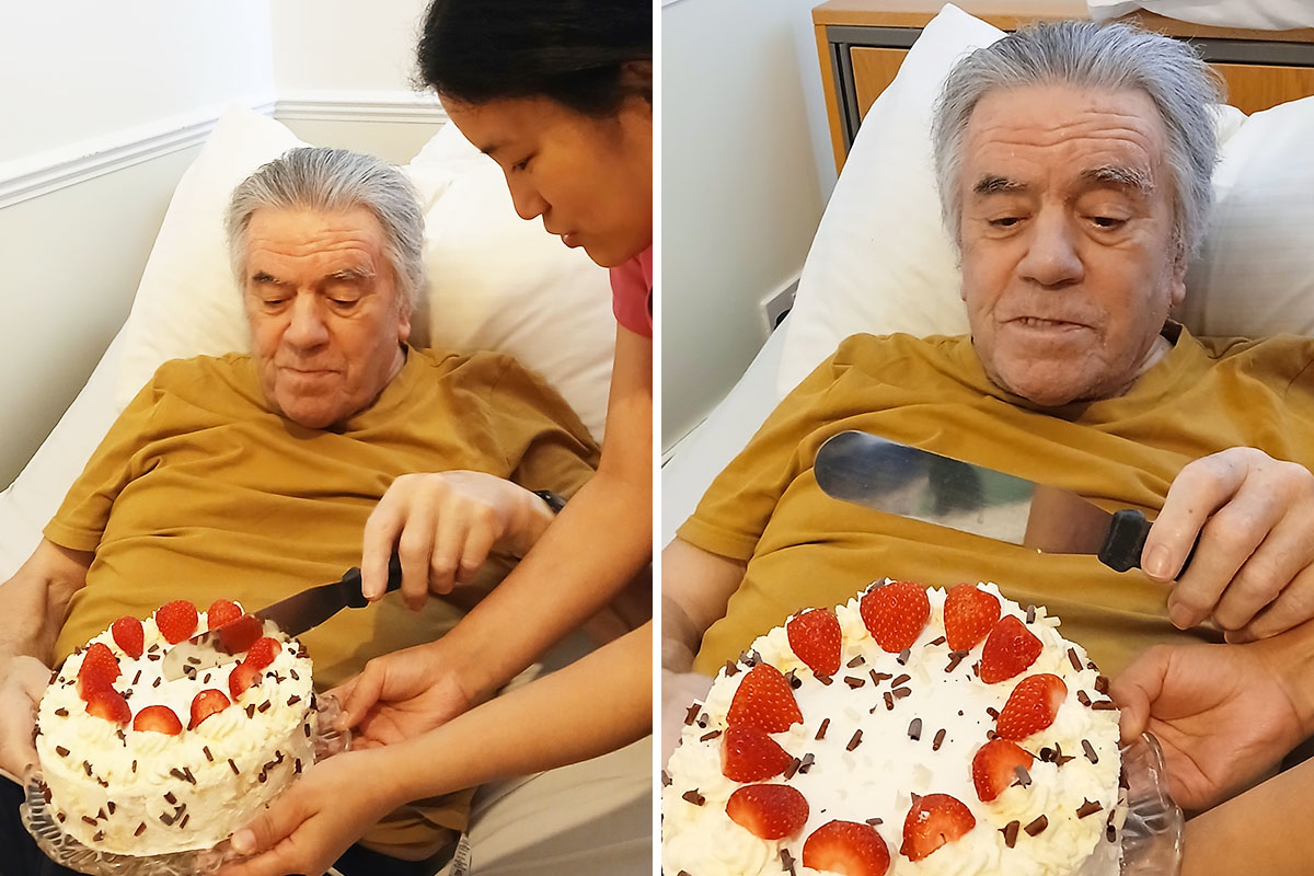 Birthday celebrations for Peter at Lukestone Care Home