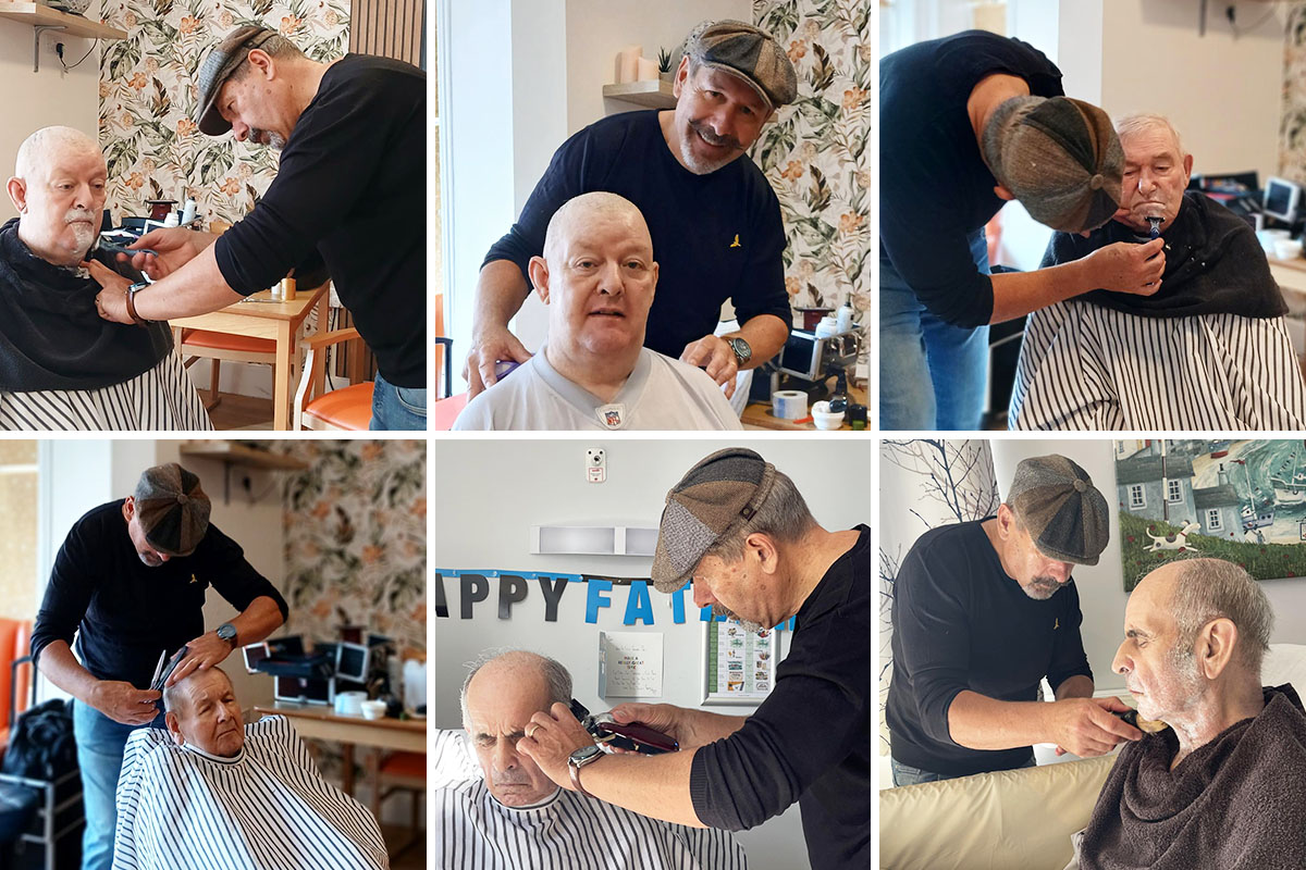 Looking and feeling good after barber day at Lukestone Care Home