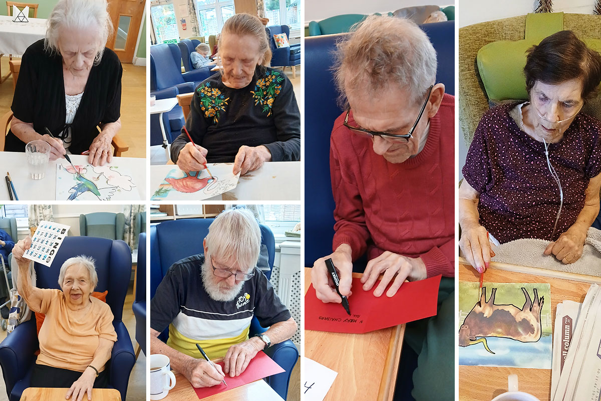 Lukestone Care Home residents enjoy aqua painting, Christmas cards and birthday celebrations